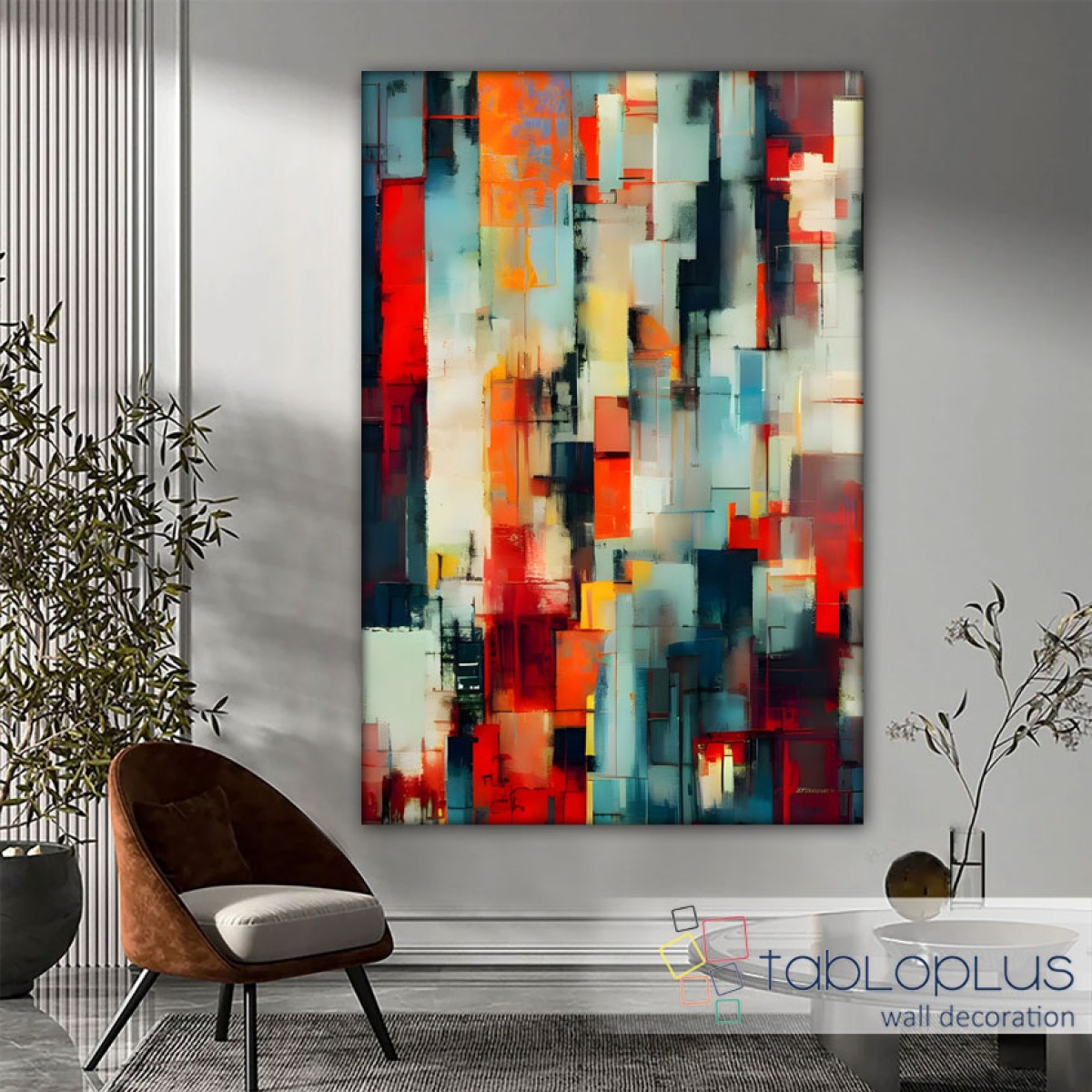 Abstract Blurry Orange Textured Partial Oil Painting